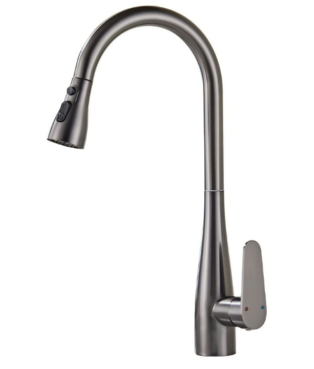 Gunmetal Grey High-Arc Gooseneck Calor et Frigus Coquina excute-Out Faucet Gunmetal Grey High-Arc Gooseneck Calor et Frigus Coquina excute-Out Faucet