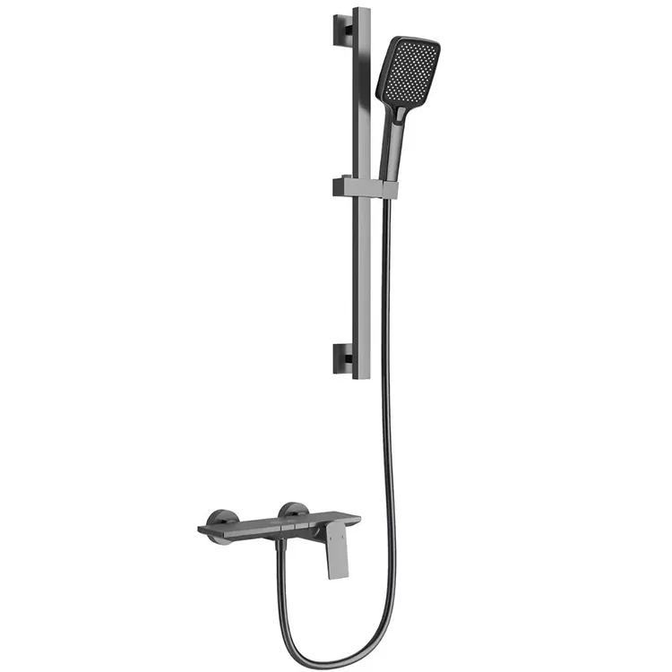 Gunmetal Grey Quadratum Shower Set Cum Novifacta Slide Bar