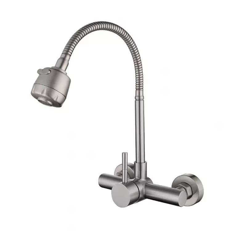 Kitchen Wall-Mounted Double-Hole Universal Hot And Frigid Water Faucet