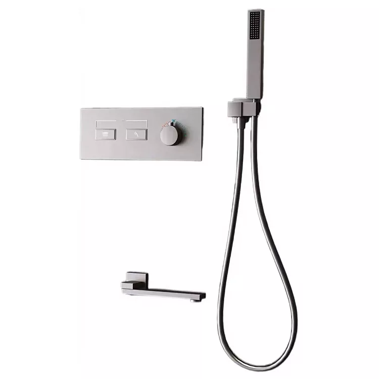 Minimalist Dark Gunmetal Dual-Outlet Shower caput