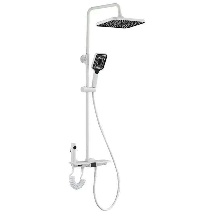 White Thermostatic Digital Display Shower Set Cum Imbre Gun